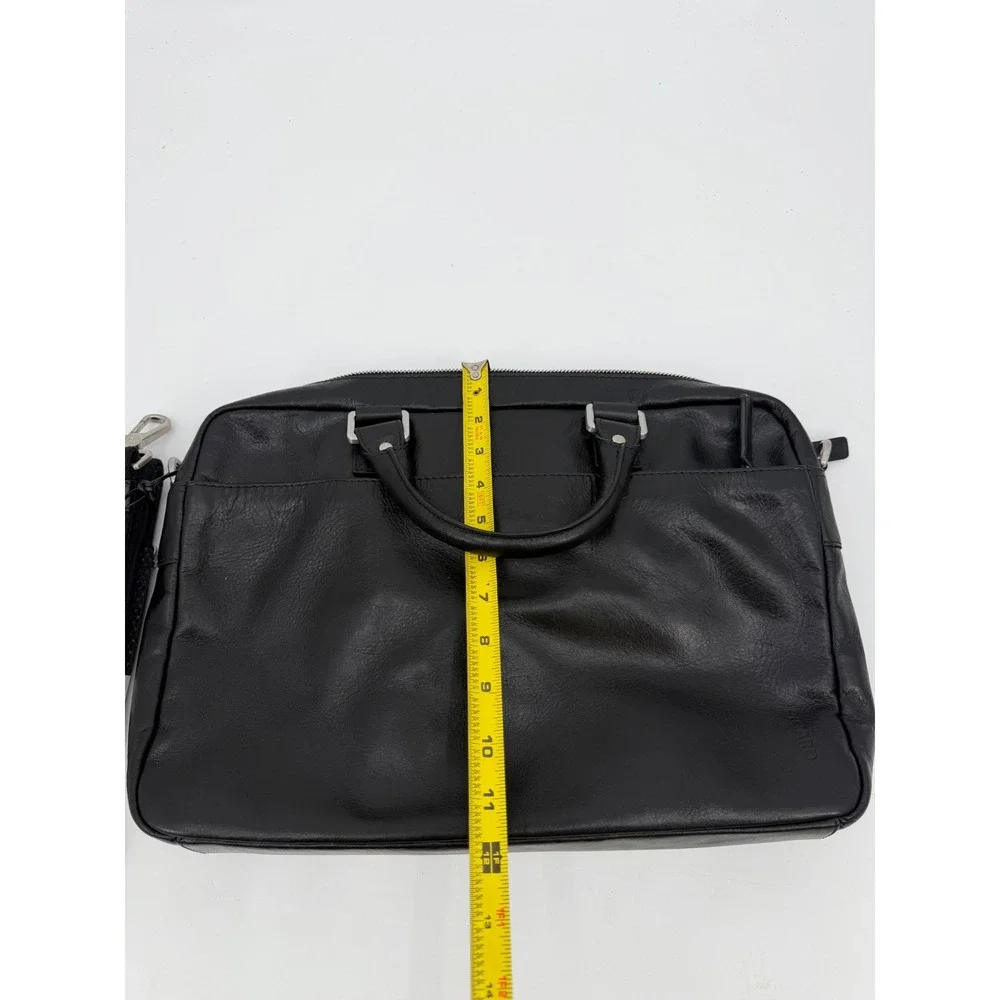 Picard Black Leather Briefcase Slim Laptop Bag Made in Europe NWT